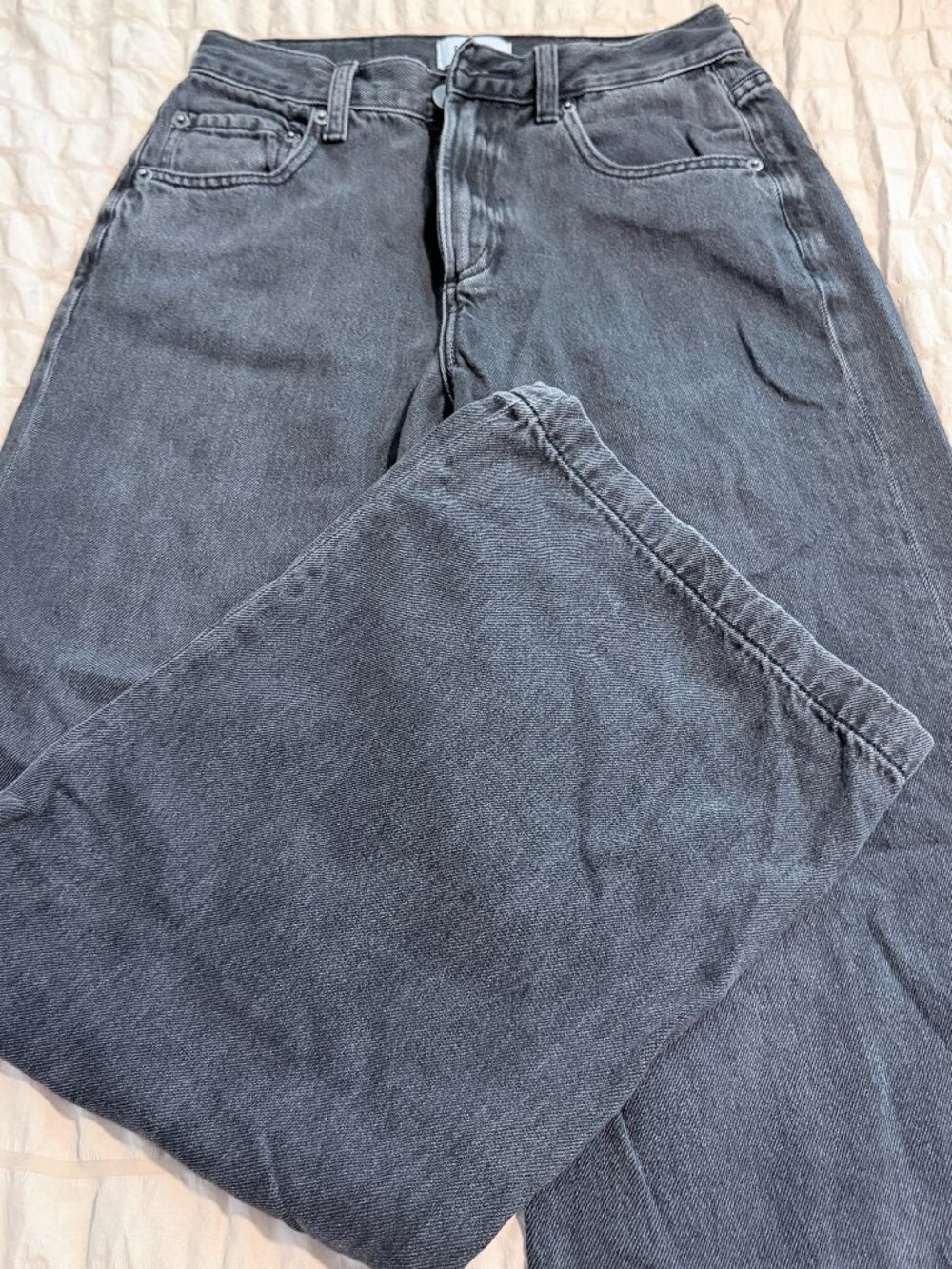 Pistola High Rise Straight Leg Jeans Size 24 Washed Black Gray Denim